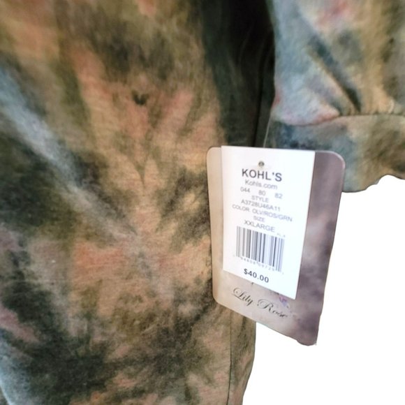 Lily Rose Olive Green and Pink Dress Shirt Style Midi Woman's Size XXL JJ3080 - Picture 5 of 9